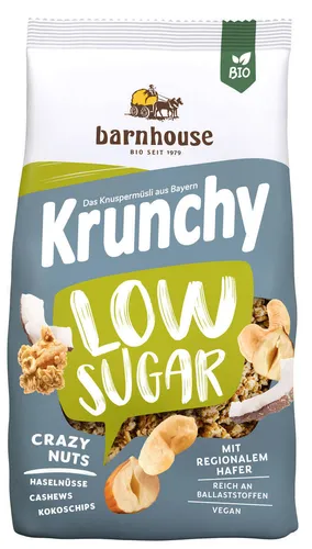 Barnhouse Krunchy Low Sugar Crazy Nuts 6x375g, Bio Knuspermüsli 14 EUR/kg