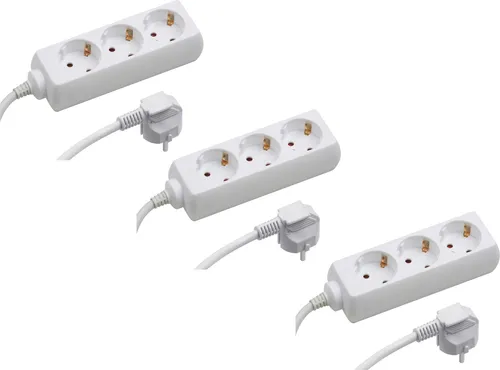 Meister Steckdosenleiste 3-fach Set mit 5 m Kabel - Steckdosen & Zubehör: Praktisches 3er-Set mit 3 Steckplätzen und 5 m Kabel für flexible Stromversorgung im Innenbereich, ideal für Haushalt und Büro.
