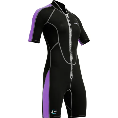 Cressi Lido Lady Shorty Wetsuit 2mm - Damen Neoprenanzug für Wassersport - Kurze Neoprenanzüge mit UV-Schutz, ideal für Schnorcheln und Tauchen, schützt vor Auskühlen und UV-Strahlen. Front-Reißverschluss für hohen Tragekomfort.