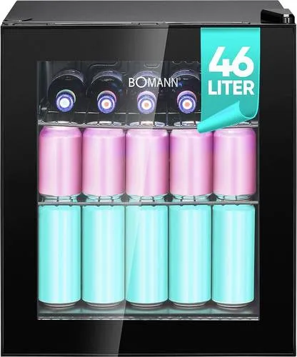 Bomann Glastürkühlgerät 46L KSG 7291 sw - Getränkekühlschränke mit Glastür, ideal für die Präsentation von Getränken und energieeffizient in der Nutzung.