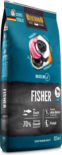 BELCANDO Baseline Fisher 12,5kg Trockenfutter für Hunde - Hundefutter für aktive Hunde aller Rassen, mit hochwertigem Fisch und Omega-3-Fettsäuren für glänzendes Fell und starke Abwehrkräfte. Hergestellt in Deutschland unter hohen Qualitätsstandards.