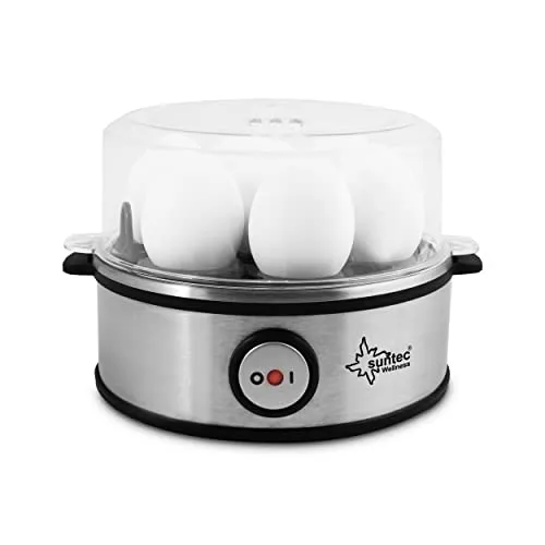 Suntec Eierkocher EGG-8564 – Edelstahl für 7 Eier mit Härtegradeinstellung - Eierkocher für bis zu 7 Eier, ideal für Familienfrühstück. Mit Härtegradeinstellung und praktischer Rührei-Schale – für perfektes Kochen und einfache Reinigung!