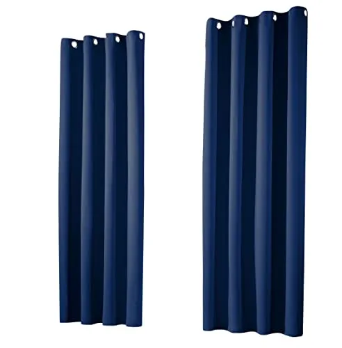 heimtexland ® 1 Paar Thermo- Verdunklungsgardinen Ösenschal Vorhänge Verdunkelnd Isolierend Blickdicht Verdunkelungsvorhänge HxB 260x135 Dunkelblau Typ139