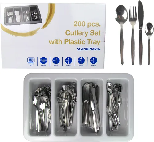 200-teiliges Besteckset inkl. Besteckkasten - ideal für Gastronomie - Hochwertiges 200-teiliges Besteckset mit 50 Stück Suppenlöffel, Menügabeln, Menümessern und Kaffeelöffeln. Perfekt für professionelle Nutzung in Gastronomie und Gemeinschaftsverpflegung, inklusive praktischem Besteckkasten.