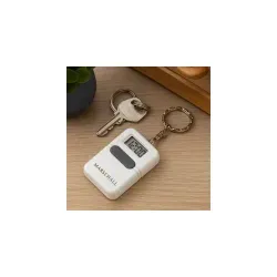 Schlüsselanhänger mit sprechender Uhr weiß