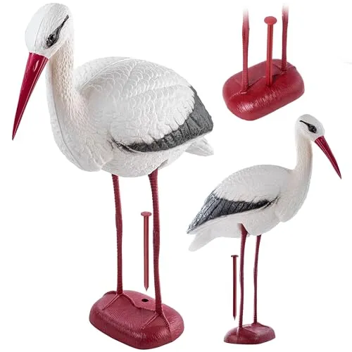 KADAX Storch Gartenfigur 78 cm, Klapperstorch aus Kunststoff, Fischreiher Schutz, Gartendekoration, Vogelabwehr, Teichschutz, Vogelschreck für Teich, Garten
