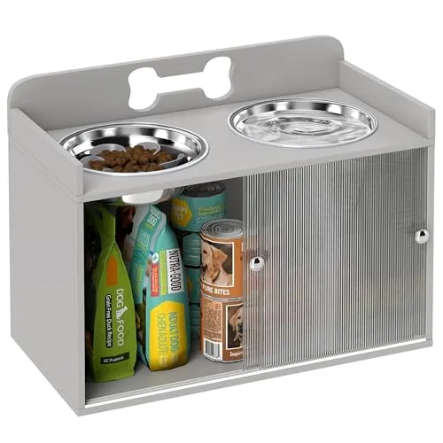PawHut Erhöhter Hundenapf mit 50L Stauraum - Praktische Futterstation mit 2 Edelstahl-Schüsseln und 50L Aufbewahrung. Ergonomische Höhe für große Hunde, sorgt für Ordnung und eine bequeme Futteraufnahme.