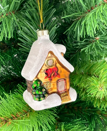 Baumschmuck Lebkuchenhaus aus Glas wunderschön verziert 8cm hoch