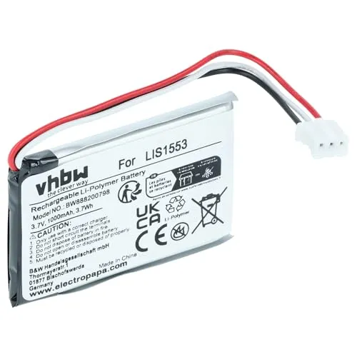 vhbw Akku kompatibel mit Sony WH-CH700N, MDR-XB950N1, SRS-WS1 Wireless Headset Kopfhörer (1000 mAh, 3,7 V, Li-Polymer)