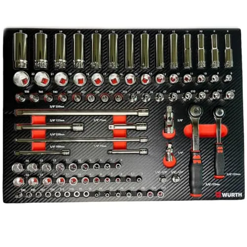 Würth Steckschlüssel Satz 3/8“+1/4“ 91-Tlg System Sortiment Zebra