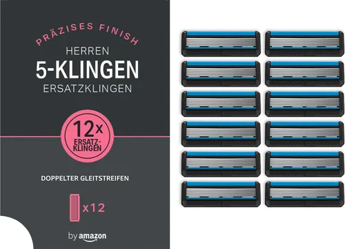 by Amazon Herren Rasierklingen – 5-Klingen Ersatzklingen – 12 Stück