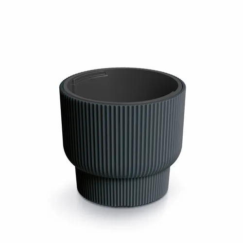 Pflanztopf Blumentopf Blumenkübel mit Einsatz Kunststoff Anthrazit Rund Moder