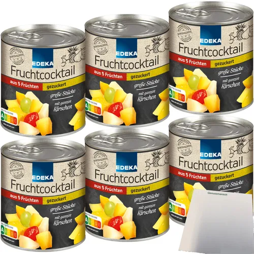 Edeka 5-Fruchtcocktail große Stücke gezuckert 6er Pack 6x820g Dose usy Block