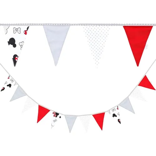 Wimpelkette Kinderzimmer Velvet Wimpel Girlande Outdoor Geburtstag Wimpelkette Stoff Deko Wetterfest 350 cm 12 Dreiecke (15 cm x 22 cm) Maus