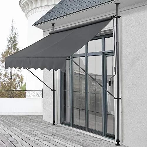 pro.tec Klemmmarkise Grau 250 x 118 x 205-300cm - Klemmbare Balkonmarkise ohne Bohren, ideal für Mauervorsprünge und Terrassen. Flexible Einbauhöhe und UV-beständig für optimalen Sonnenschutz.