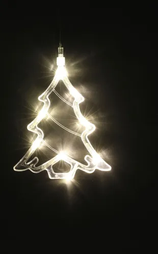 LED-Weihnachtsdeko Stern Mond Glocke Rentier Fensterdeko Lichterkette Saugnapf, Variante:Tannenbaum