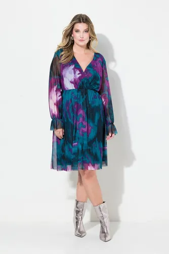 MIAMODA Jerseykleid Kleid A-Linie Mesh mit Alloverdruck Langarm