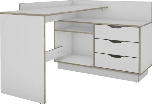byLIVING Eckschreibtisch Bern, 129 cm, Beige mit viel Stauraum - Kinderschreibtisch mit 3 Schubladen und 2 offenen Fächern, ideal für Ordnung im Kinderzimmer. Flexibel montierbar und aus FSC®-zertifiziertem Holzwerkstoff.