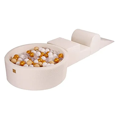 MeowBaby Bällebad, Weiß, Gold, Beige, Weiß, Transparent, Textil, 45x30x230 cm, Spielzeug, Kinderspielzeug, Bällebad