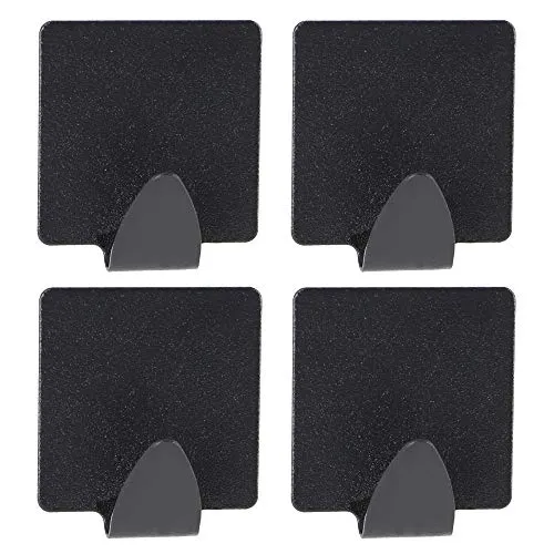 KADAX Selbstklebende Haken aus Metall, Handtuchhalter, Wandhaken, Klebehaken, Metallhaken, Handtuchhaken, Bademantelhaken (quadratisch, Schwarz)