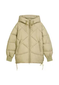 Marc O'Polo DENIM Strickmantel Woven Outdoor Coats, Diamond Quilt L (40) - Funktionsjacke aus 100% Polyester, in der trendigen Farbe Artichoke Leaf, perfekt für stilvolle Outdoor-Aktivitäten.