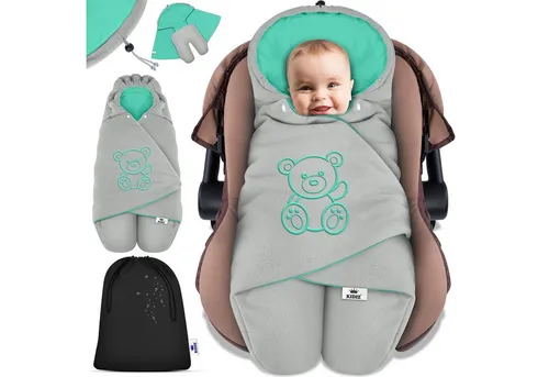 KIDIZ® Baby Einschlagdecke für Babyschalen - Babydecke mit Kapuze und Tasche, isolierend gegen Wind und Kälte, ideal für Maxi-Cosi, Buggy und Autositz, bietet maximale Wärme und Geborgenheit.