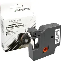 Label Band kompatibel zu Dymo D1 16959 (S0718060) schwarz auf weiß 12mm x 5,5m Polyester permanent