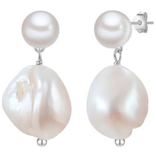 Glanzstücke München Damen Ohrhänger mit Süßwasser-Zuchtperle - Ohrringe für Damen: Hochwertig aus rhodiniertem Sterlingsilber mit zeitlosen Perlen, ideal für jedes Outfit und perfekt als Geschenk in attraktiver Schmuckbox.