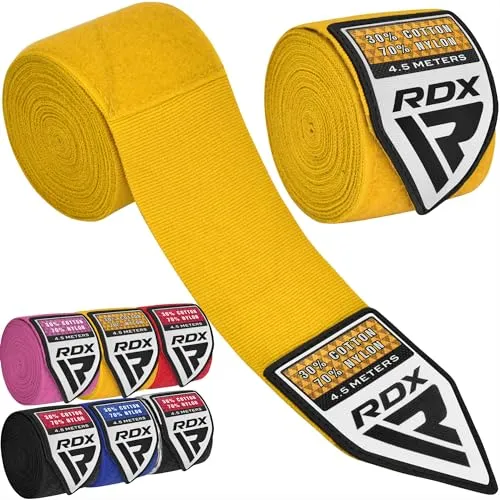RDX 4.5m Profi Boxbandagen Boxen MMA Muay Thai, Elastisch Handbandagen Mit Daumenschlaufe, Lang Innenhandschuhe Baumwolle, Kickboxen Thaiboxen Boxsack Punchingbälle Training, Hand Wraps Manner Damen