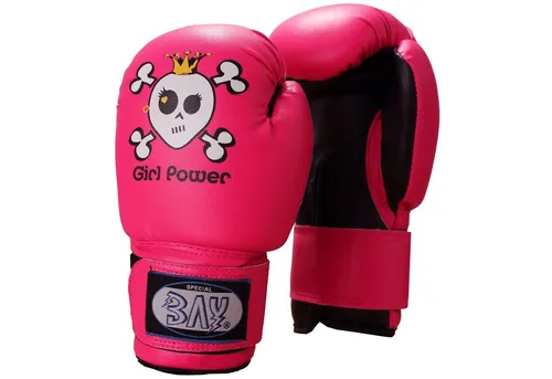 BAY-Sports Boxhandschuhe Girl Power - Pinke Kinderboxhandschuhe für 10 Unzen - Boxen für Kinder ab 3 Jahren, aus strapazierfähigem Kunstleder mit Klettverschluss für sicheren Halt und optimalen Schutz.