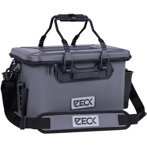 Zeck TACKLE CONTAINER PRO - Wasserdichte Anglertasche mit abnehmbarem Schultergurt - Ködereimer: Wasserdicht und wasserabstoßend, ideal für alle Angelarten, mit 2 seitlichen Werkzeughaltern und optimiertem Schultergurt für höchsten Tragekomfort.