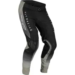 Fly Racing Lite Textilhose - Schwarz/Dunkelgrau/Grau - Größe 32 - Hochwertige MX Hose mit strategisch platzierten Stretcheinsätzen für optimale Bewegungsfreiheit. Verstärkte Ledereinsätze bieten zusätzlichen Schutz in stark beanspruchten Bereichen. Ideal für sportliche Einsätze.