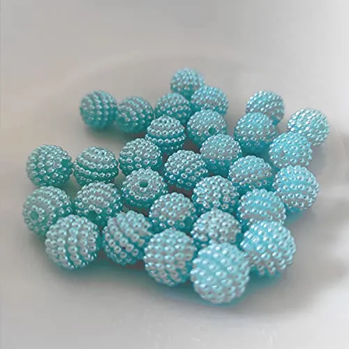 Kopper-24 Bubble-Perlen/Disco Kugeln, Glitzer, 10 mm, 30 Stück, mit Loch zum Schmuck basteln Strassstein Perle Strass auffädeln für Kinder Kristall Armband Acryl Set Bastelset Engel bunt - Türkis