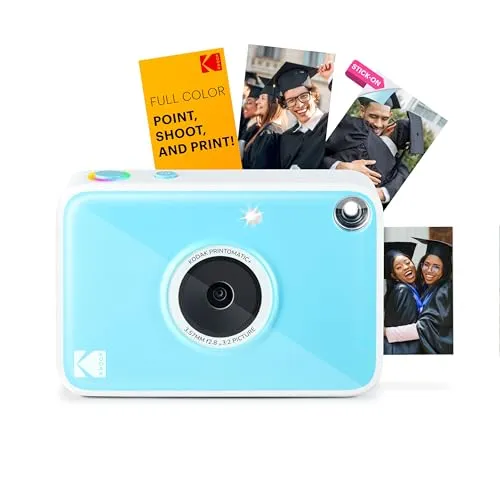 Kodak Printomatic+ Sofortbild Digitalkamera 10MP – Sofortdruck in Blau - Erleben Sie den Moment mit der Kodak Printomatic+! Die kompakte 10MP Kamera druckt lebendige 2x3-Zoll-Fotos sofort aus – ideal für spontane Erinnerungen. Mit trendigem Design und einfacher Handhabung ist sie der perfekte Begleiter für unterwegs.