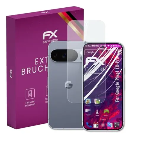 atFoliX Glasfolie kompatibel mit Google Pixel 10 Pro Displayfolie, 9H Hybrid-Glass FX Schutzpanzer Folie