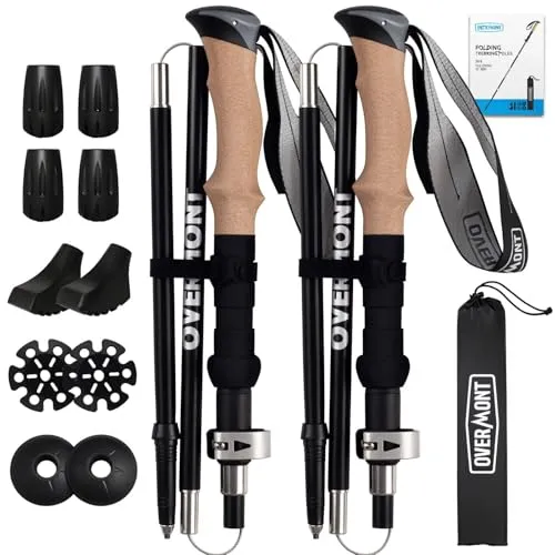 Overmont Ultraleichte Wanderstöcke 7075 Aluminium, faltbar und verstellbar 105-125CM