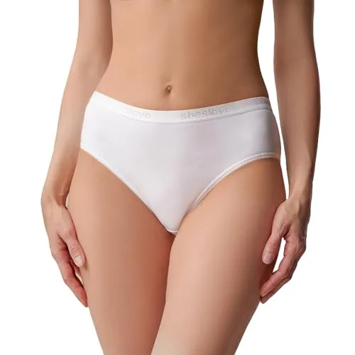 BELLAVEZA 3er-Pack Damen-Slips - 95% Baumwolle, Klassischer Schnitt, weiches Material, Mid-Rise (DE/NL/SE/PL, Numerisch, 52, 54, Regular, Regular, Weiß)