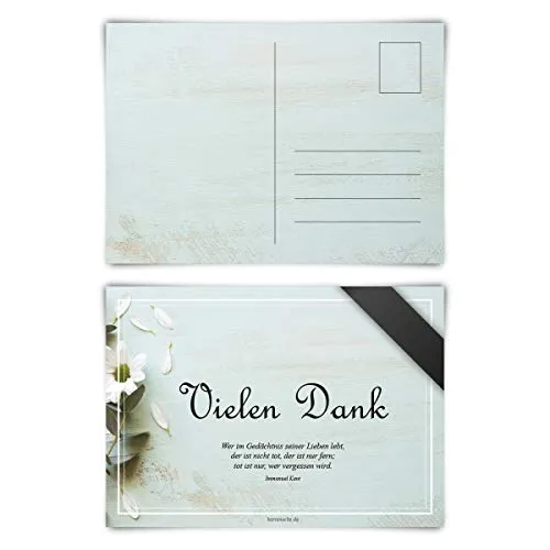 Trauerkarten Trauer Danksagungen 12 Stück Karten Set - Trauerblumen Postkarten