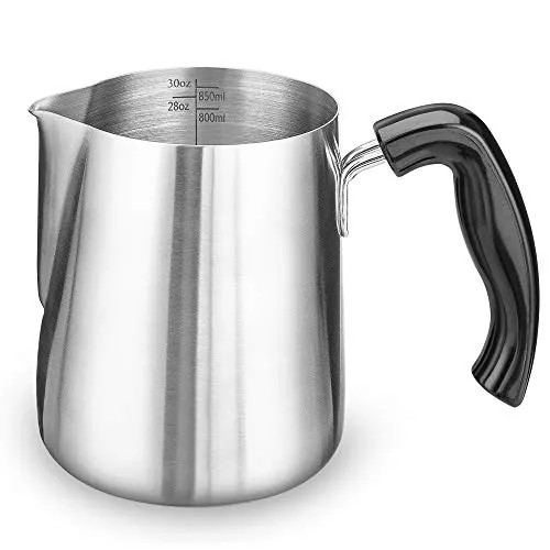 Milchaufschäumkännchen 900 ml, ENLOY Espresso-Dampfkännchen aus Edelstahl 900 ml, Espressomaschinen-Zubehör, Milchaufschäumer, Milchkaffee, Cappuccino, Latte Art