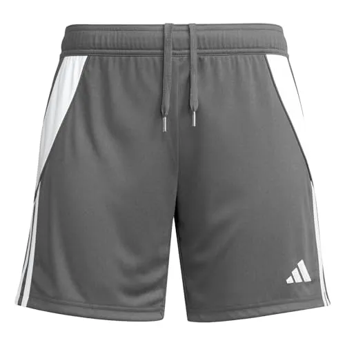 adidas Performance Tiro 24 Short Damen grauweiss, M (38-40) - Trainingsbekleidung mit weit geschnittenem Beinabschluss und praktischem Kordelzug für optimalen Tragekomfort.