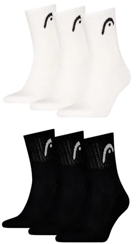 HEAD Herren Short Crew Sportsocken im 6erPack (39-42, Black/White)