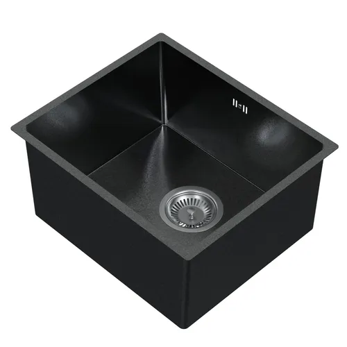 HAGO24 Edelstahl Einbauspüle 40x34cm Anthrazit - Schallschutz & Kondensschutz - Hochwertige Edelstahl Spüle (40x34cm) mit Schallschutzmatten für leisen Abwasch und spezieller Beschichtung gegen Kondenswasser. Ideal für jede Küche!