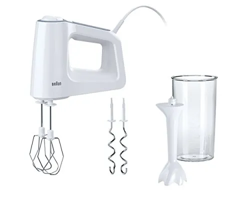 Braun MultiMix 3 HM 3105 Handmixer – Leistungsstarker Küchenhelfer mit Zubehör - Handmixer mit 500 Watt, 5 Geschwindigkeitsstufen und Turbo-Funktion, inkl. Schneebesen und Mixbecher – ideal für Teige und Smoothies.