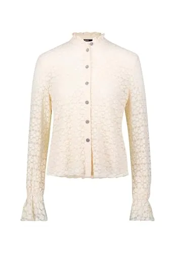 zero Damen Spitzenbluse mit Knopfleiste 34, Eggnog