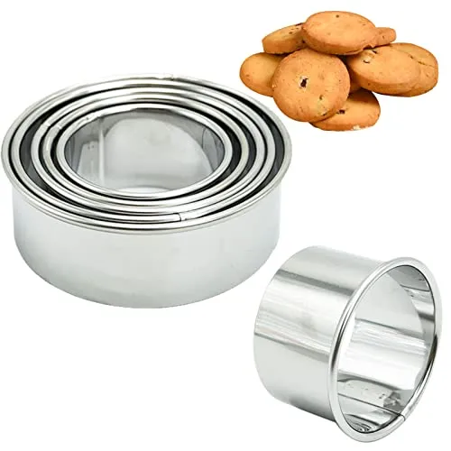 SZXMDKH Edelstahl Ausstechformen 5 Stück Ringe Keksformen Cutter Set Speiseringe Keks Cookie Rund Plätzchen Ausstecher (5.5/6.5/7.5/8.5/9.5cm), Silber, qqdyx5j01
