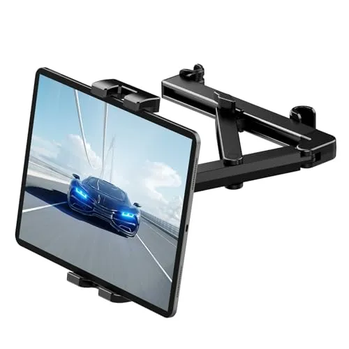 Romon Tablet Halterung Auto, Auto Halter Kopfstütze Halterungen Kopfstützenhalter Autohalterung Ausziehbare Universal 360° Stabilisierende dreieckige Struktur für Tablets, Smartphone und 4,7-12.9