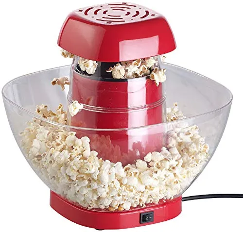 Rosenstein & Söhne Heißluft-Popcorn-Maker: Heißluft-Popcorn-Maschine mit Auffangschale, für 80 g Mais, 1.200 Watt (Retro-Maschine, Popcornmaker Heissluft, Maschinen)