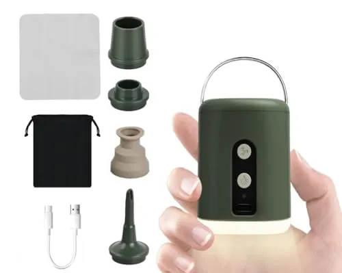 Mapille Elektrische Luftpumpe für Luftmatratze, Aufladbare Luftpumpe mit 1600mAh Wiederaufladbare Akku, Elektrische Luftpumpe Mini mit 4 Düsen für Luftmatratze/Schwimmring/Kleidungsvakuumbeutel