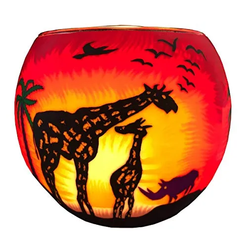 Plaristo Safari 11 cm Glowing Teelichthalter, Glas, Mehrfarbig, 10,5 x 10,5 x 9 cm