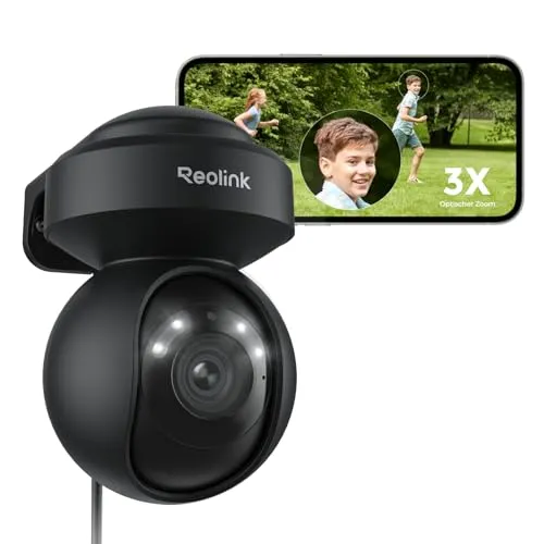Produktbild Reolink 5MP PTZ Überwachungskamera Aussen WLAN, 3X Optischer Zoom, 2,4/5GHz WLAN Kamera Outdoor mit Automatischer Verfolgung, Personen-/Fahrzeugerkennung, Vollfarb-Nachtsicht, E1 Outdoor Schwarz